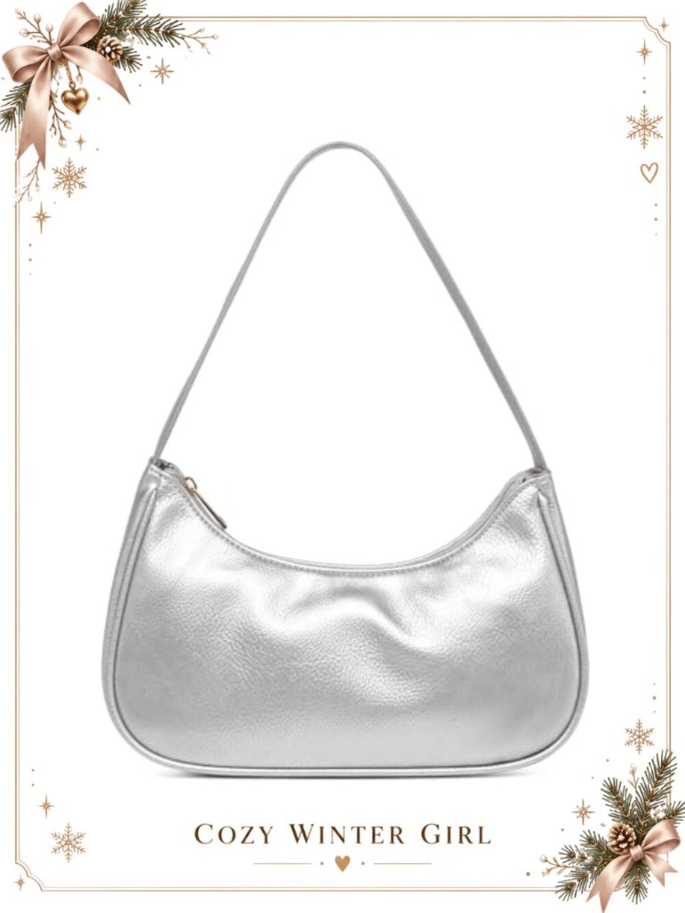 Vegan Leather Hobo Shoulder Bag Sling Tote with Zipper Closure